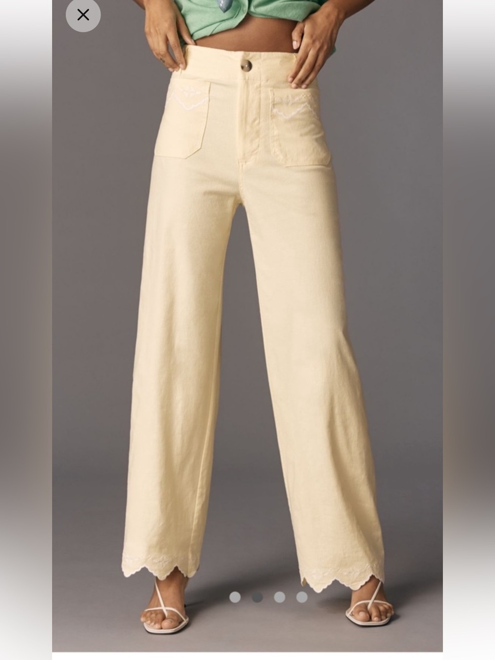 NWT Maeve Colette Lace Trim High-Rise Wide-Leg Full-Length Pants